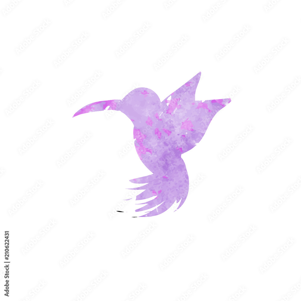 Fototapeta premium Hummingbird watercolor silhouette isolated on white 