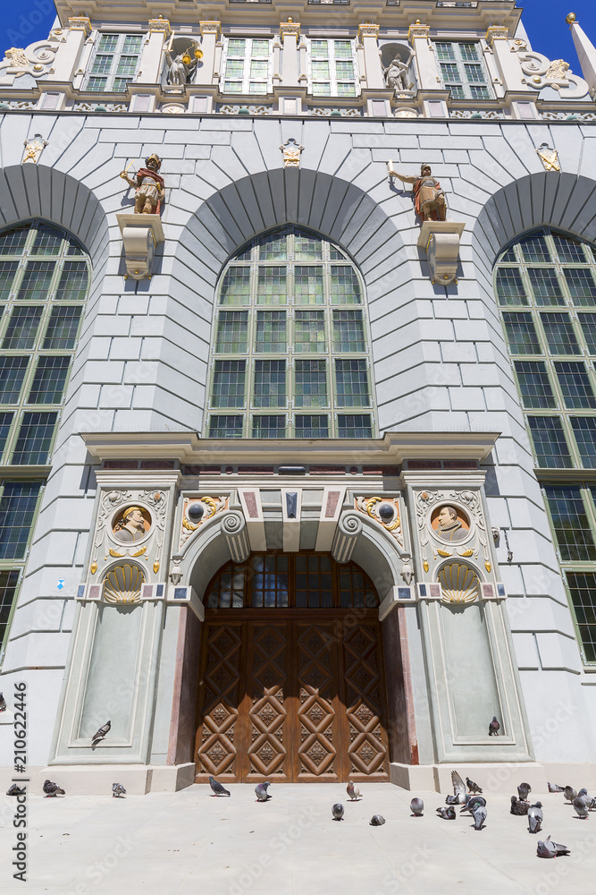 14th century Artus Court on Long Market street, decorative facade, Gdansk, Poland