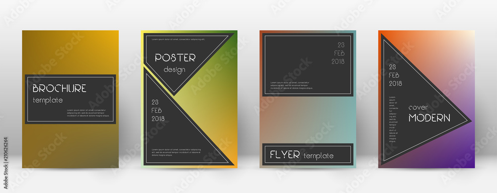 Flyer layout. Black modern template for Brochure, Annual Report, Magazine, Poster, Corporate Presentation, Portfolio, Flyer. Actual color transition cover page.