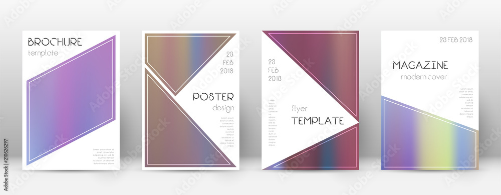 Flyer layout. Triangle splendid template for Brochure, Annual Report, Magazine, Poster, Corporate Presentation, Portfolio, Flyer. Beautiful bright hologram cover page.