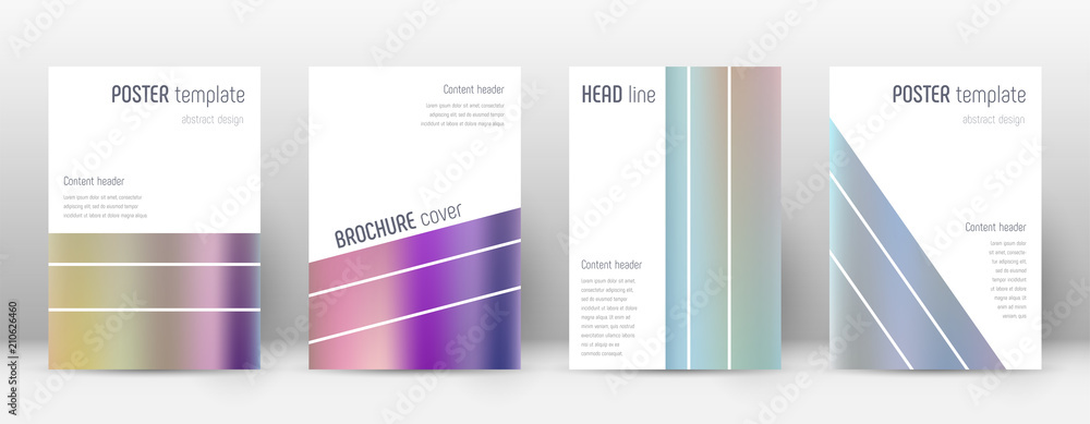 Flyer layout. Geometric neat template for Brochure, Annual Report, Magazine, Poster, Corporate Presentation, Portfolio, Flyer. Alive color gradients cover page.