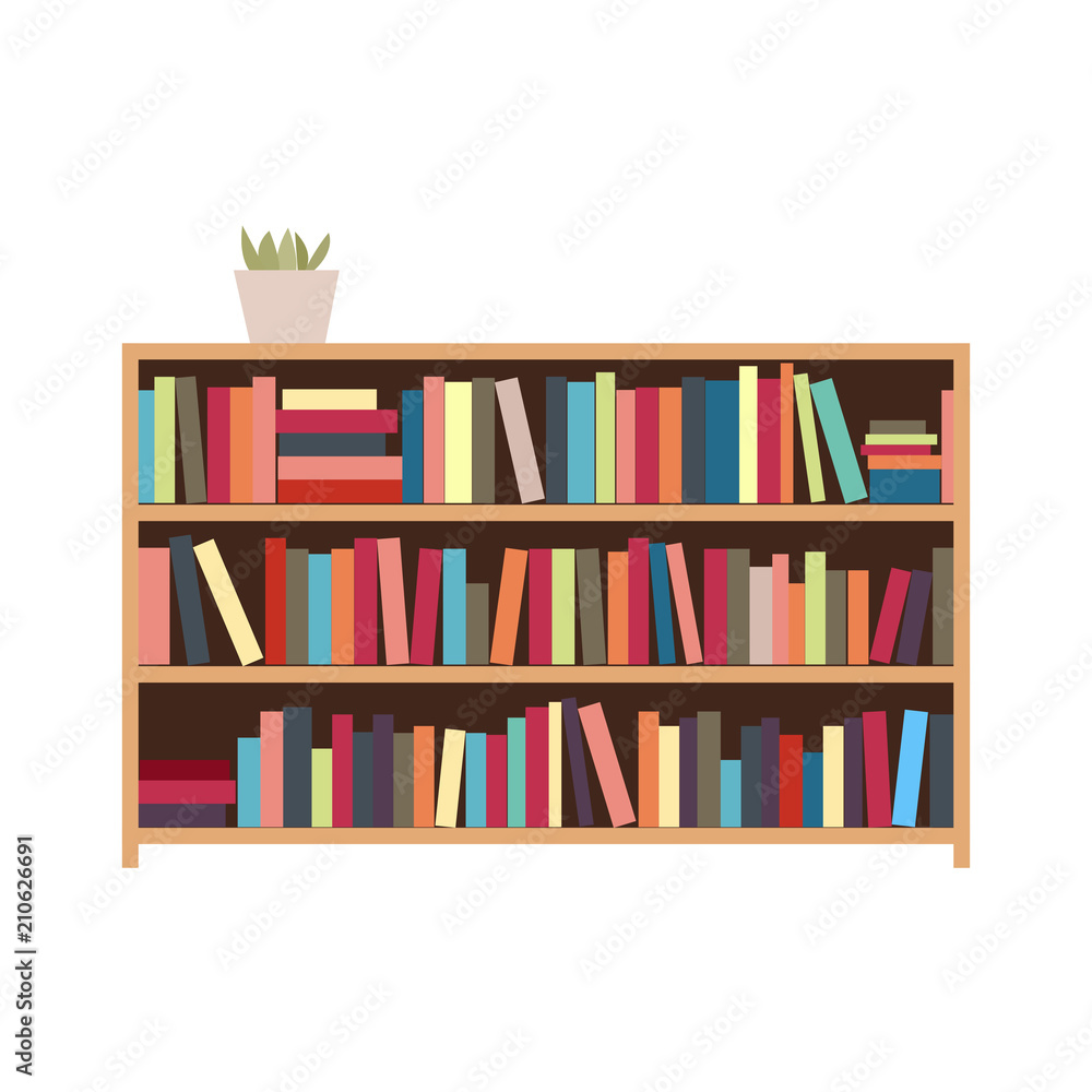 Vector Illustration Of Bookshelf. Shelf With Books. เวกเตอร์สต็อก | Adobe  Stock