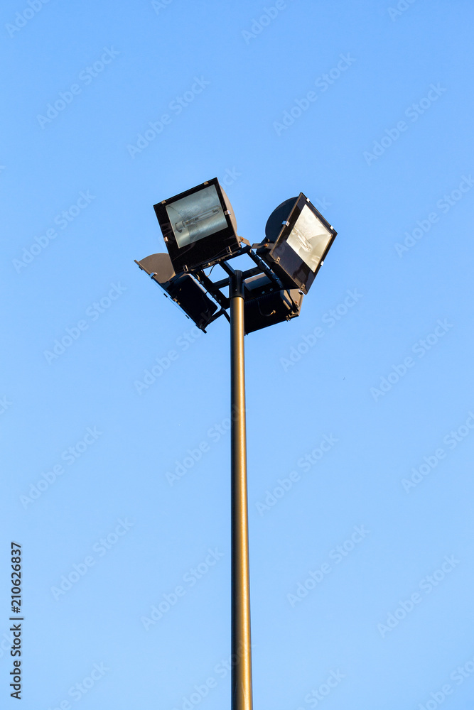 Modern street lights on the pillar Modern street lights on the pillar