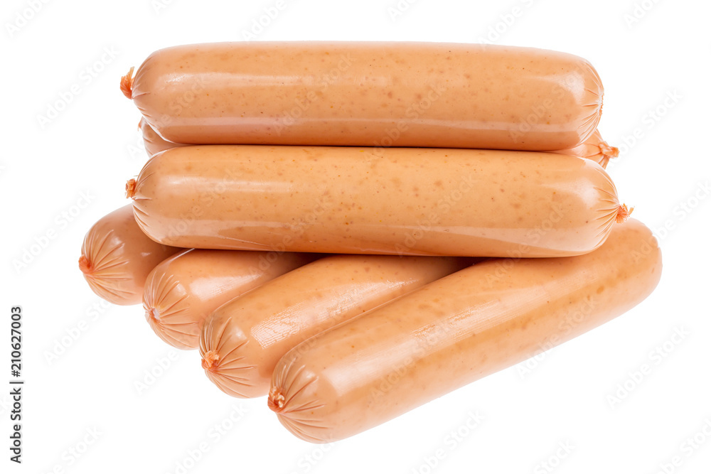 Group of sausages isolated on white background Group of sausages isolated on white background