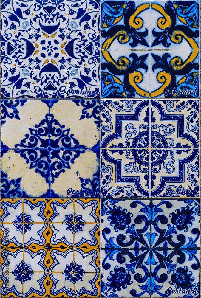 Traditional ornate portuguese azulejo tiles