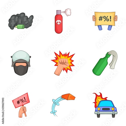 Vandalism icons set. Cartoon set of 9 vandalism vector icons for web isolated on white background