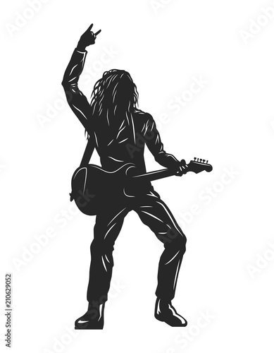 Vintage monochrome rock musician silhouette