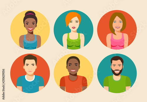 Set of people avatar collection. Vector flat illustration