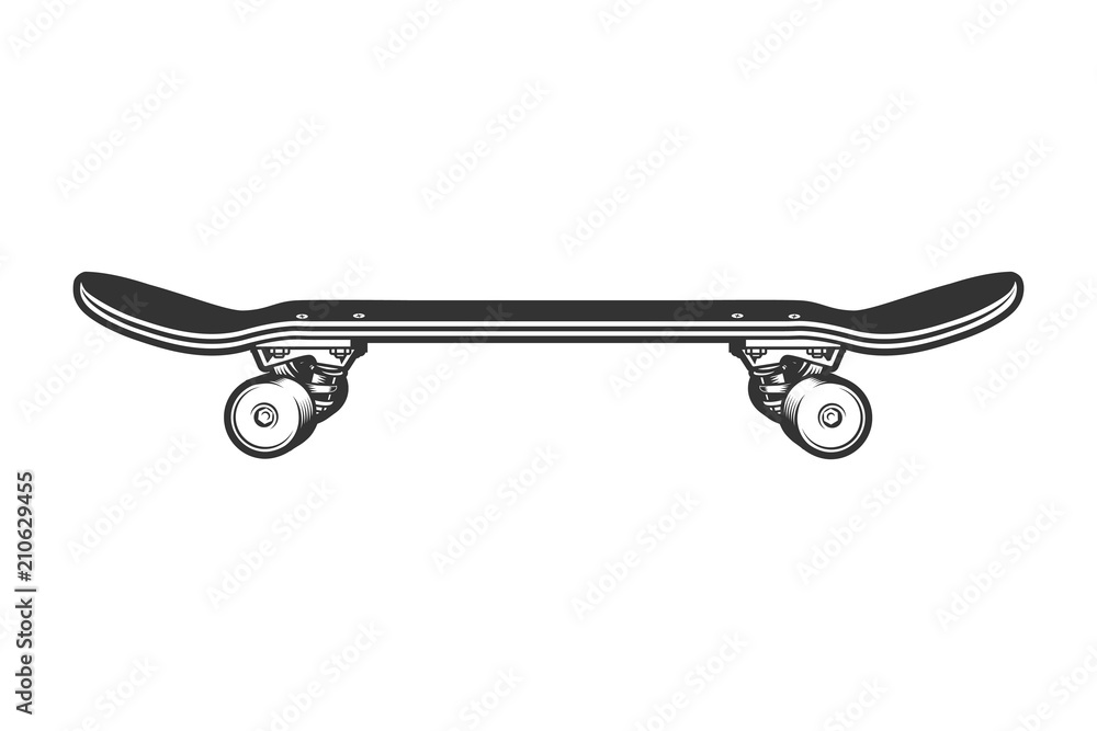 Monochrome sport skateboard side view template Stock Vector | Adobe Stock