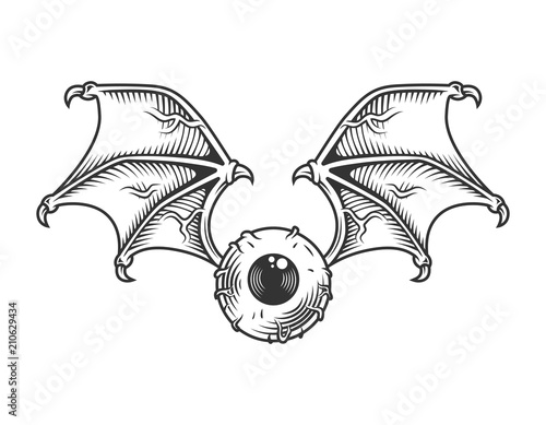 Vintage eye with wings concept