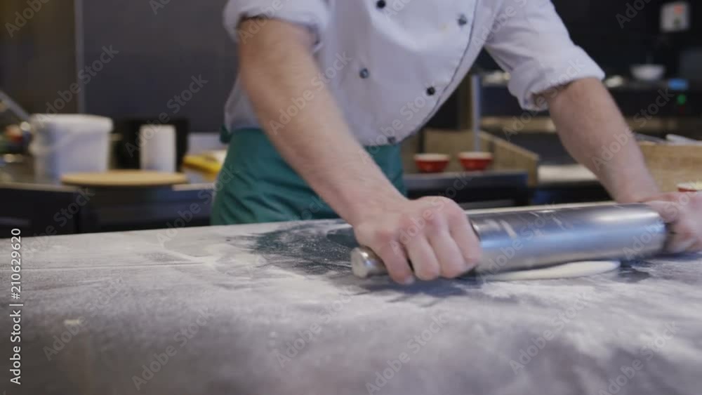 Cook Making Pizza In Italian Restaurant Kitchen Food Preparation. Shot on Red Helium 8K Cook Making Pizza In Italian Restaurant Kitchen Food Preparation. Shot on Red Helium 8K