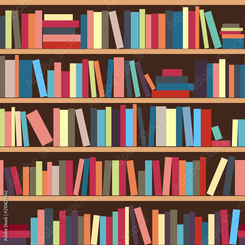 Vector seamless pattern of shelf with books. Seamless pattern of