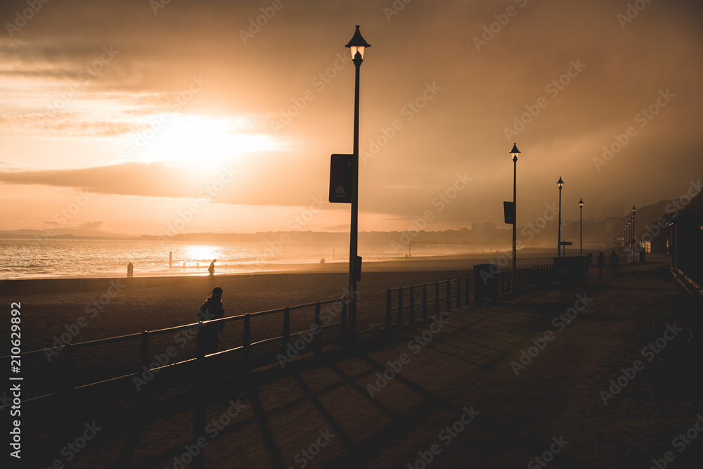 Sunset view of Bournemouth Beach