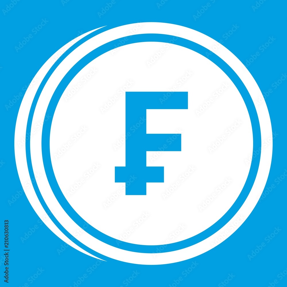 Franc coins icon white isolated on blue background vector illustration Franc coins icon white isolated on blue background vector illustration