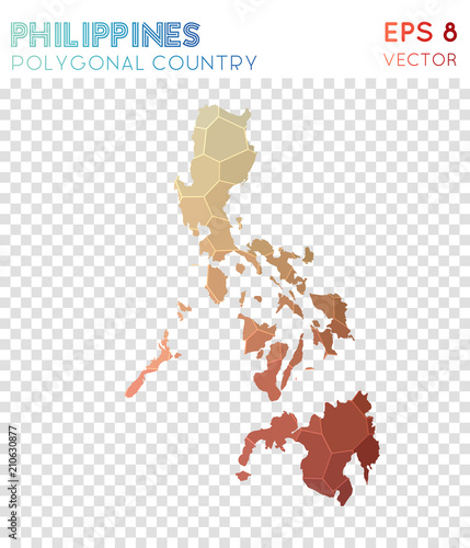 Philippines polygonal map, mosaic style country. Adorable low poly style, modern design. Philippines polygonal map for infographics or presentation.