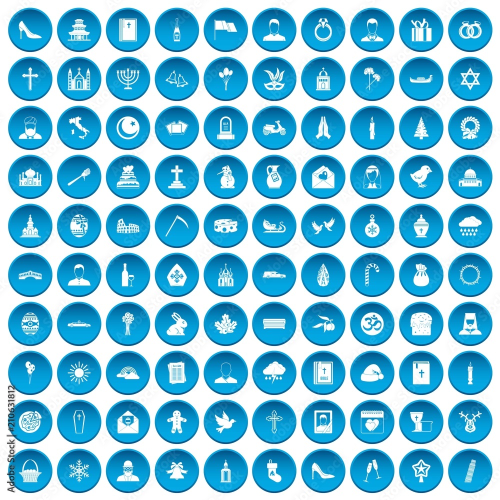 100 church icons set in blue circle isolated on white vector illustration 100 church icons set in blue circle isolated on white vector illustration