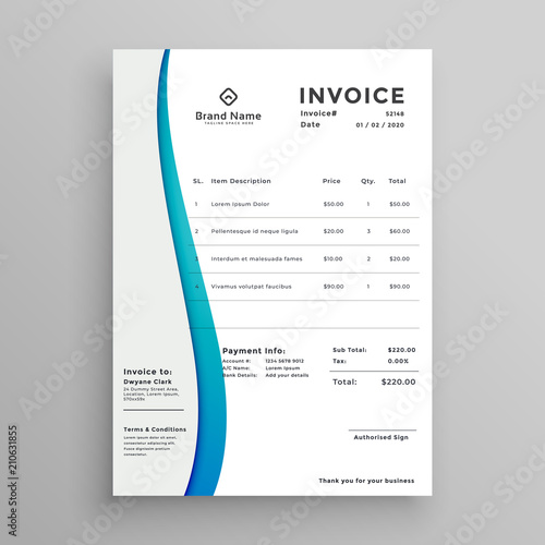 elegant clean business invoice professional template