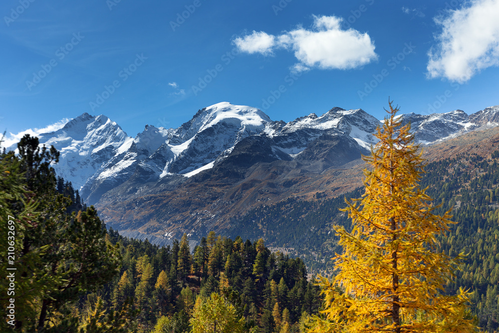 Alpine landscape near Bernina pass , Switzerland.