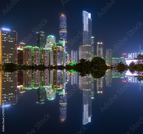 Guangzhou s beautiful urban architectural landscape at night