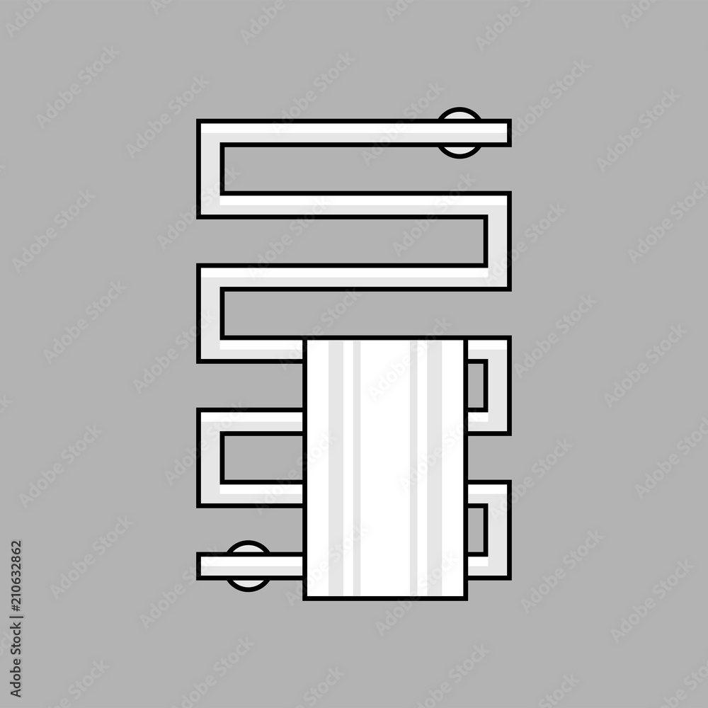 Heated towel rail. monochrome style. isolated on gray background Heated towel rail. monochrome style. isolated on gray background