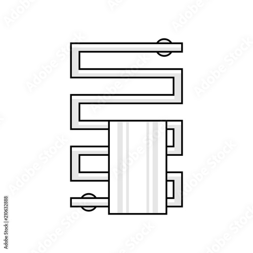 Heated towel rail. monochrome style. isolated on white background 