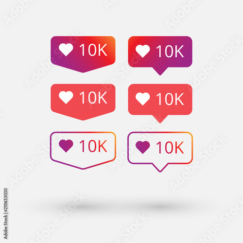 Spectrum 10k likes signs isolated on white background.