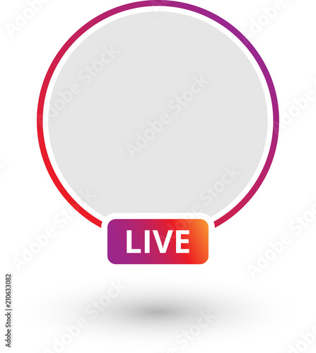 Round colorful live web sign isolated on white background.