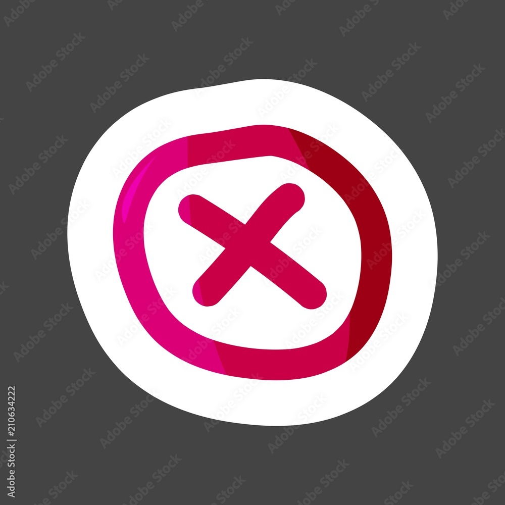 Fototapeta premium Vector cross icon colored sticker. Layers grouped for easy editing illustration. For your design.