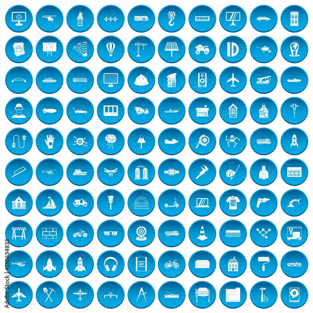 100 engineering icons set in blue circle isolated on white vector illustration 100 engineering icons set in blue circle isolated on white vector illustration