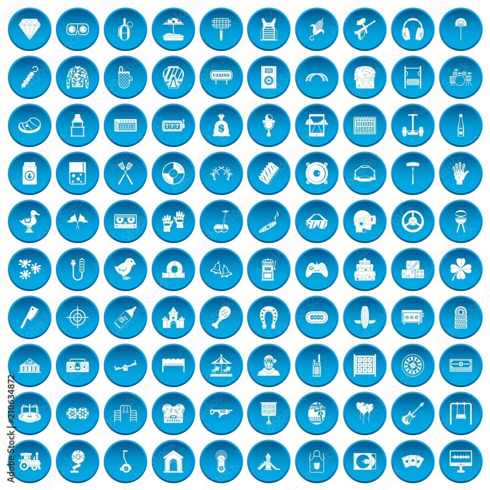 100 entertainment icons set in blue circle isolated on white vector illustration 100 entertainment icons set in blue circle isolated on white vector illustration