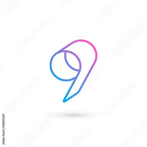 Number 9 logo icon design template elements