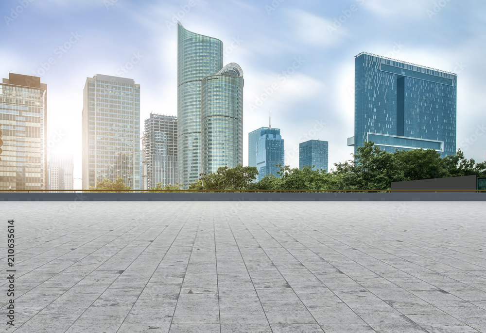Urban skyscrapers with empty square floor tiles Urban skyscrapers with empty square floor tiles