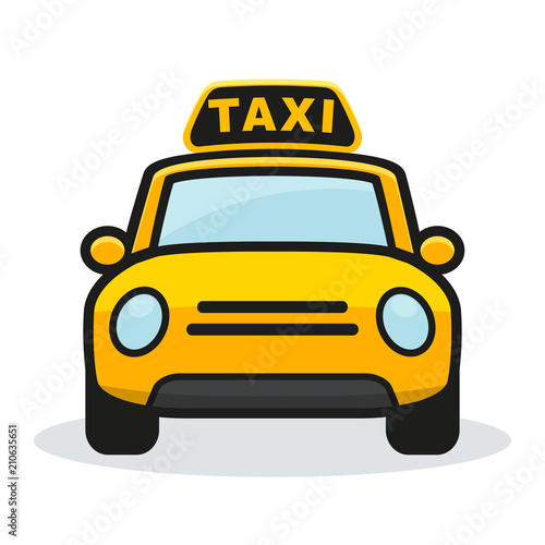 yellow taxi on white background