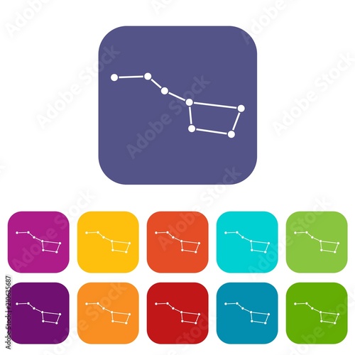 The Great Bear constellation icons set vector illustration in flat style in colors red, blue, green, and other
