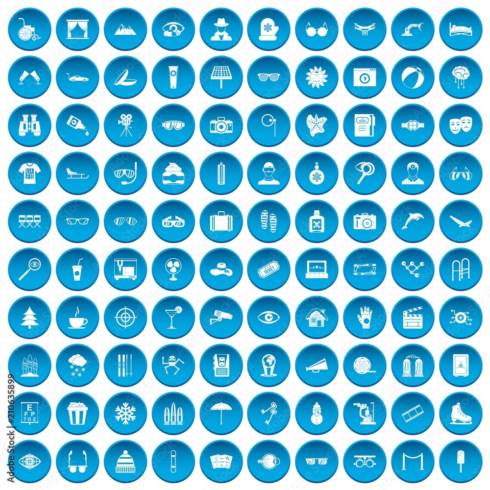 100 glasses icons set in blue circle isolated on white vector illustration 100 glasses icons set in blue circle isolated on white vector illustration