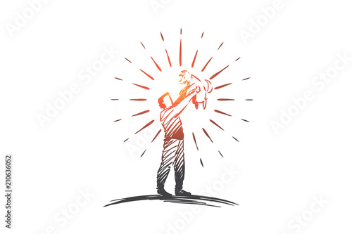 Pet, animal, dog, happy, love concept. Hand drawn isolated vector.