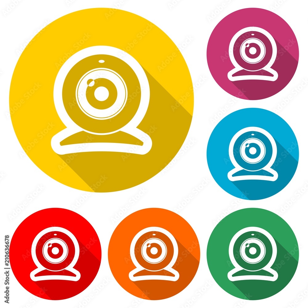 Web camera icon, color icon with long shadow Web camera icon, color icon with long shadow