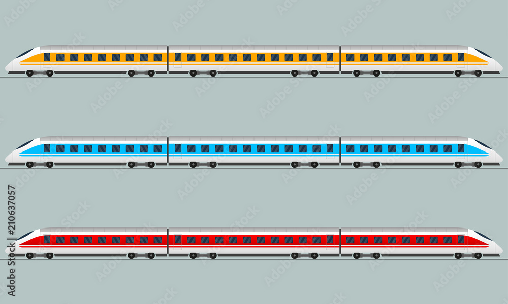 Train. Modern passenger express trains. Railway carriage. Railroad ...