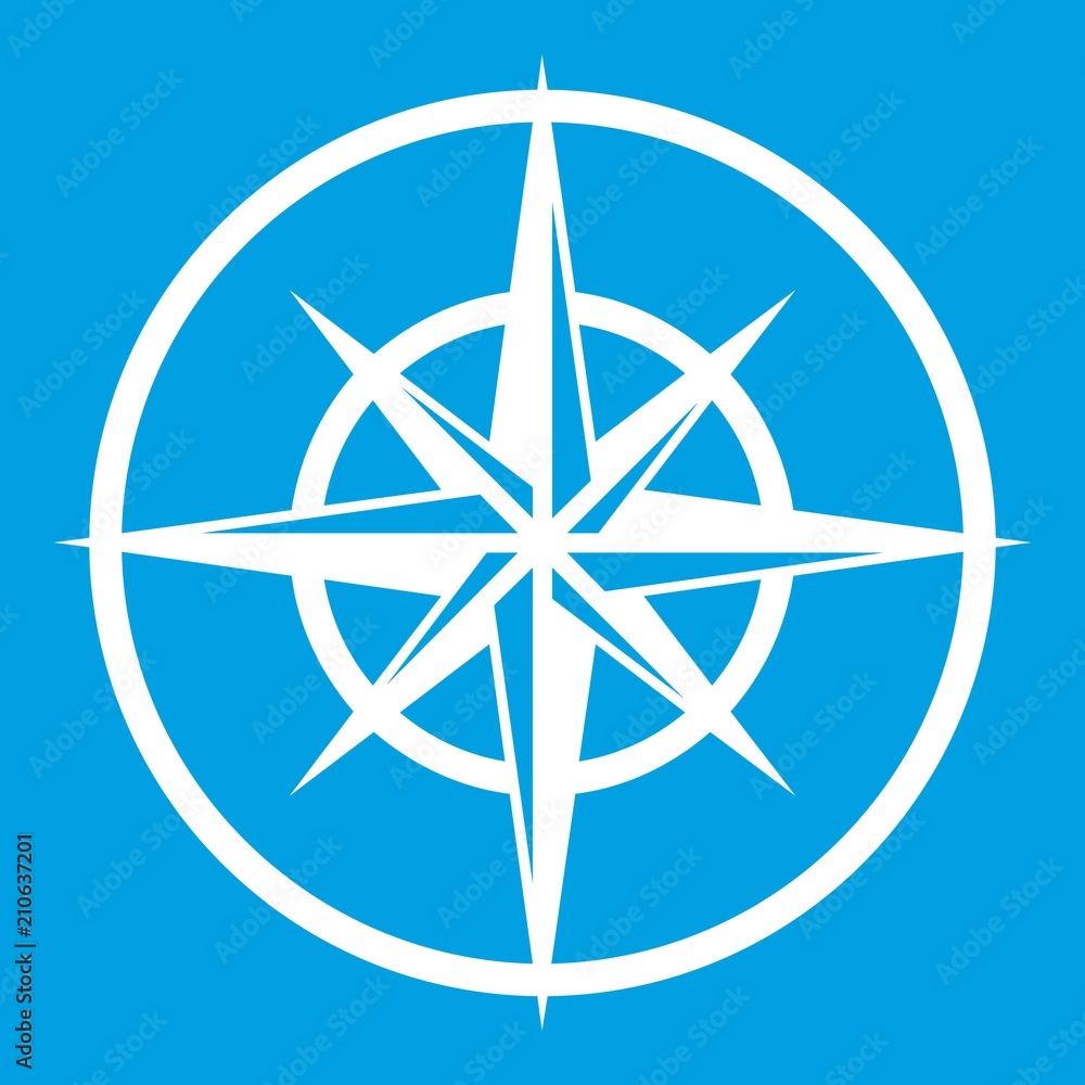 Sign of compass to determine cardinal directions icon white isolated on blue background vector illustration Sign of compass to determine cardinal directions icon white isolated on blue background vector illustration
