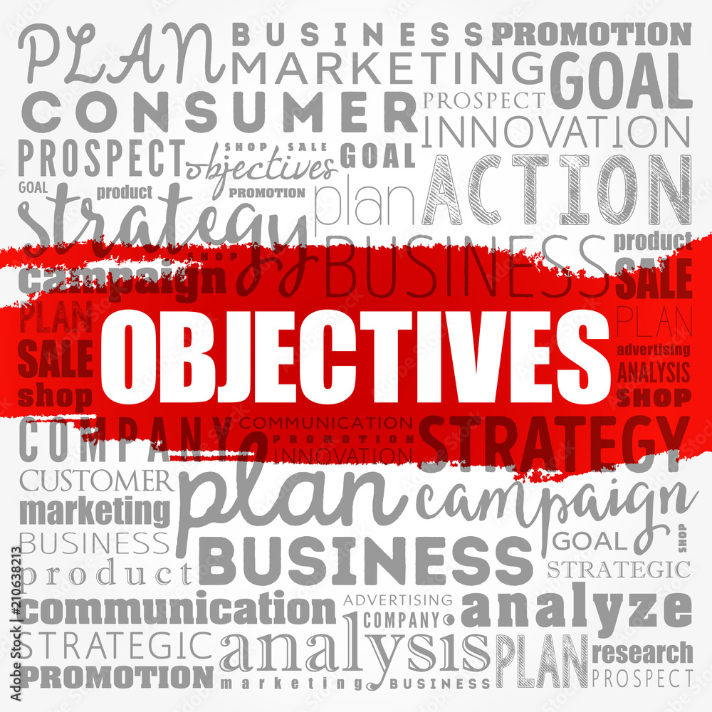 Objectives word cloud collage, business concept background Objectives word cloud collage, business concept background