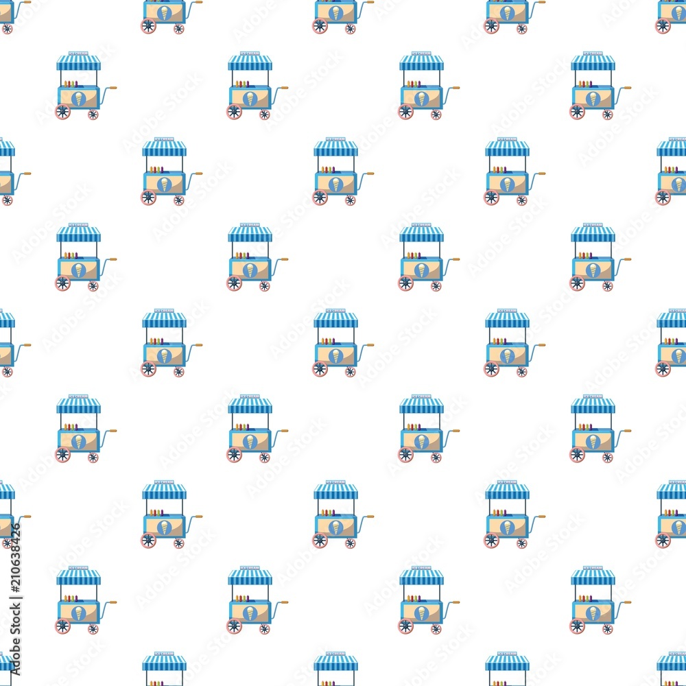 Cart with ice cream pattern seamless repeat in cartoon style vector illustration Cart with ice cream pattern seamless repeat in cartoon style vector illustration