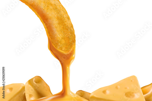 Cheese puffs dipping salty sauce