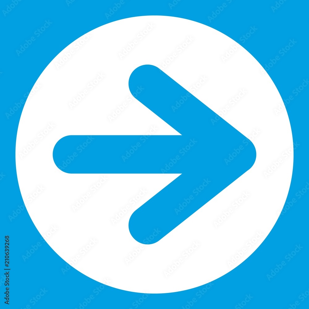 Arrow in circle icon white isolated on blue background vector illustration Arrow in circle icon white isolated on blue background vector illustration