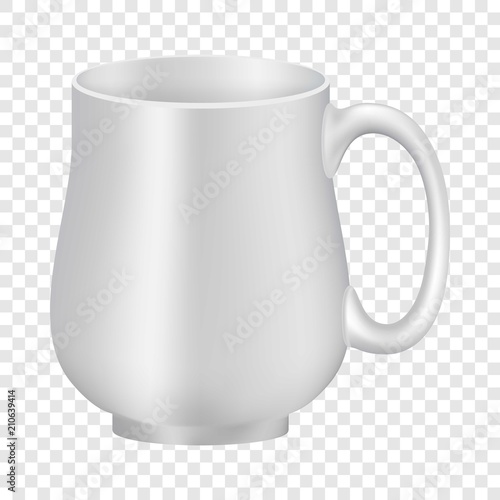 White empty mug mockup. Realistic illustration of white empty mug vector mockup for web