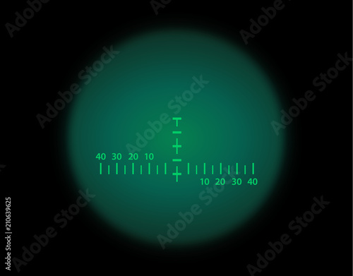 View through the optical sight. Night vision style