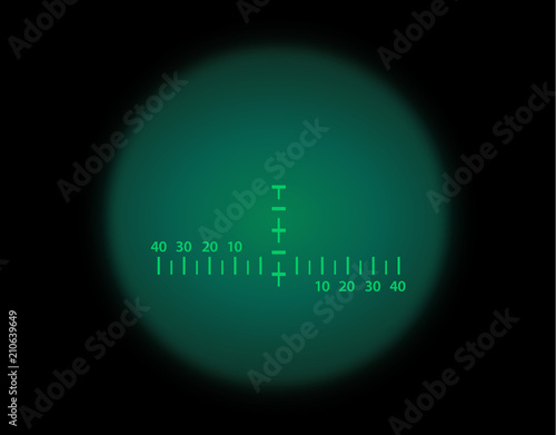 View through the optical sight. Night vision style