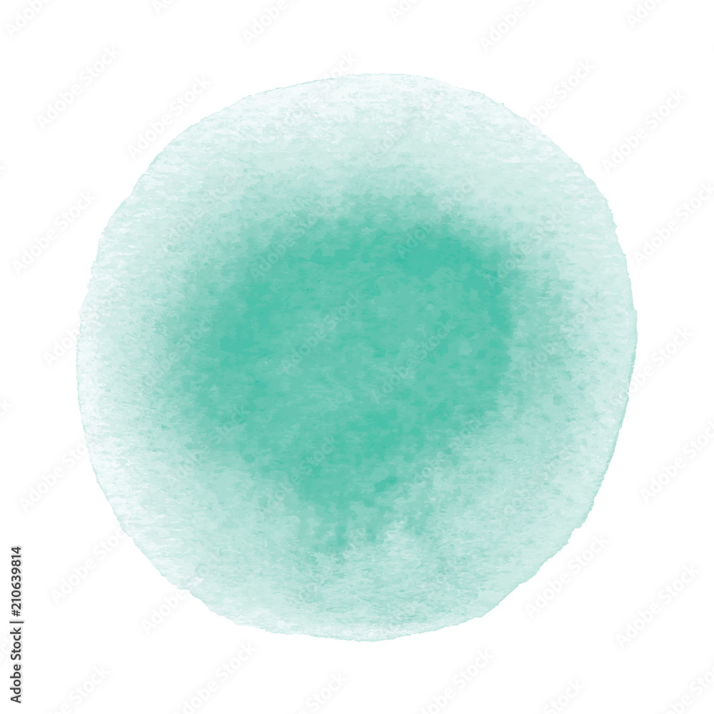 Green round watercolor on white background Green round watercolor on white background