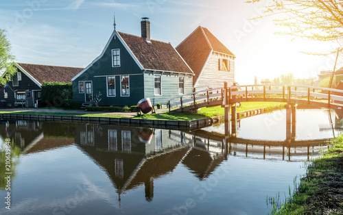 A traditional Dutch house in the sunlight