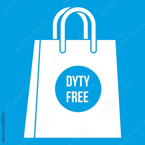 Duty free shopping bag icon white isolated on blue background vector illustration