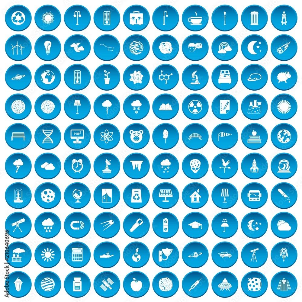 100 moon icons set in blue circle isolated on white vector illustration 100 moon icons set in blue circle isolated on white vector illustration